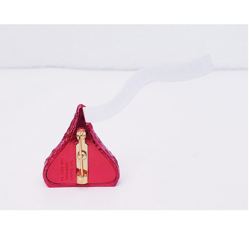 1989 Hallmark Card Red Hershey Kiss Collection Brooch, Foiled Look - Picture 2 of 3